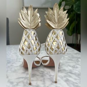 White Aquazzura Sandals, Heels 4.25” Wrap-Around Straps Includes Box & Dust Bag